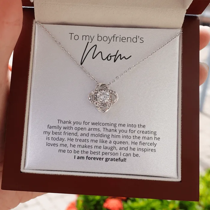 ShineOn Fulfillment To My Boyfriends Mom Thank You for Raising the Man of My Dreams Knot Pendant Necklace For Your Boyfriends Mom Necklaces