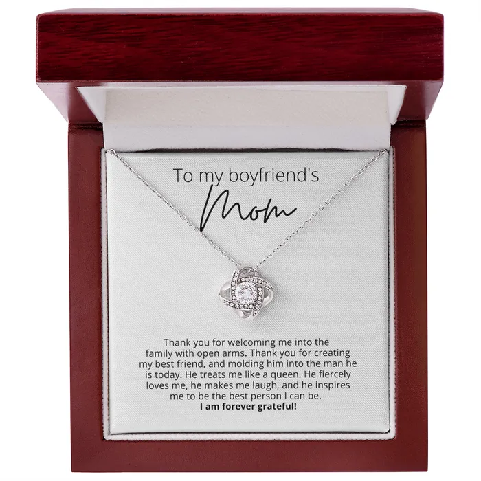 ShineOn Fulfillment To My Boyfriends Mom Thank You for Raising the Man of My Dreams Knot Pendant Necklace For Your Boyfriends Mom Necklaces