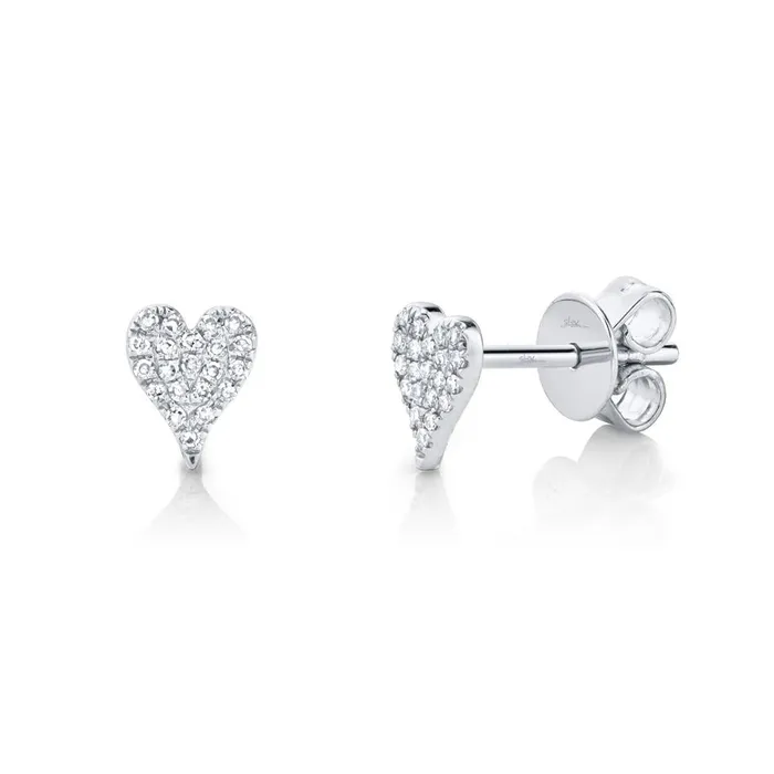 Shy Creation 14K White Gold 10ctw Heart Stud Style Diamond Earrings SHY CREATION Earrings Shy Creation 14K White Gold 10ctw Heart Stud Style Diamond Earrings SHY CREATION Earrings