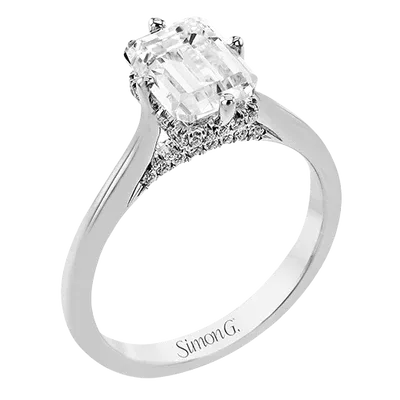 Simon G Rings Platinum 12ctw Underhalo ring for 1ct Emerald cut Simon G