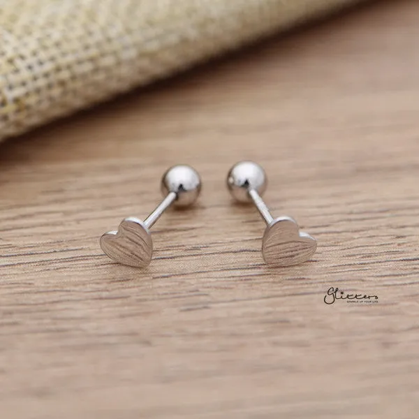 Solid 925 Sterling Silver Heart Shape Stud Earrings Glitters Earrings