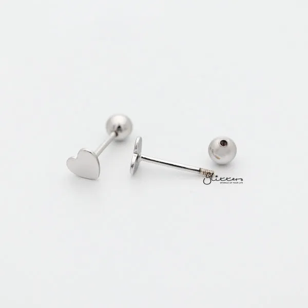 Solid 925 Sterling Silver Heart Shape Stud Earrings Glitters Earrings
