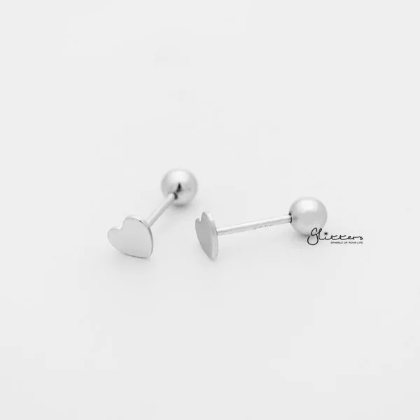Solid 925 Sterling Silver Heart Shape Stud Earrings Glitters Earrings