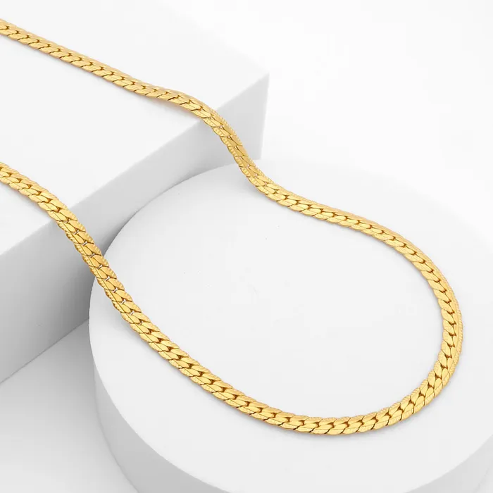 Stainless Steel 4mm Pattern Link Chain Necklace Glitters Necklaces