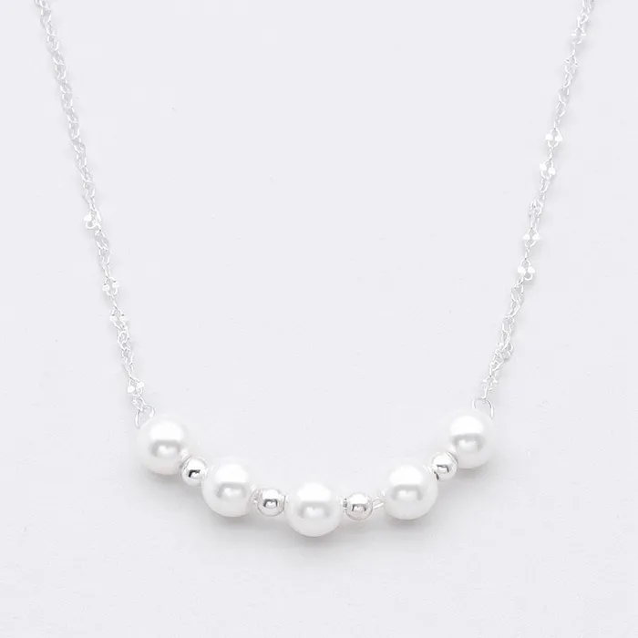 Sterling Silver Pearls Choker Necklace Silver Glitters Necklaces