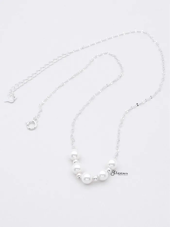 Sterling Silver Pearls Choker Necklace Silver Glitters Necklaces