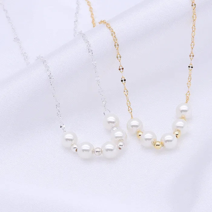 Sterling Silver Pearls Choker Necklace Silver Glitters Necklaces