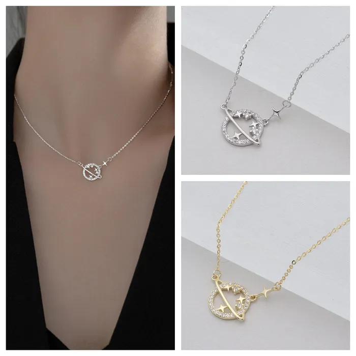 Sterling Silver Planet Necklace Glitters Necklaces