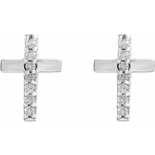 Storyteller by Vintage Magnality Earrings Natural Diamond or Rainbow MultiGemstone Cross Stud Earrings Solid 14K White Yellow Rose Gold
