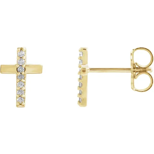 Storyteller by Vintage Magnality Earrings Natural Diamond or Rainbow MultiGemstone Cross Stud Earrings Solid 14K White Yellow Rose Gold
