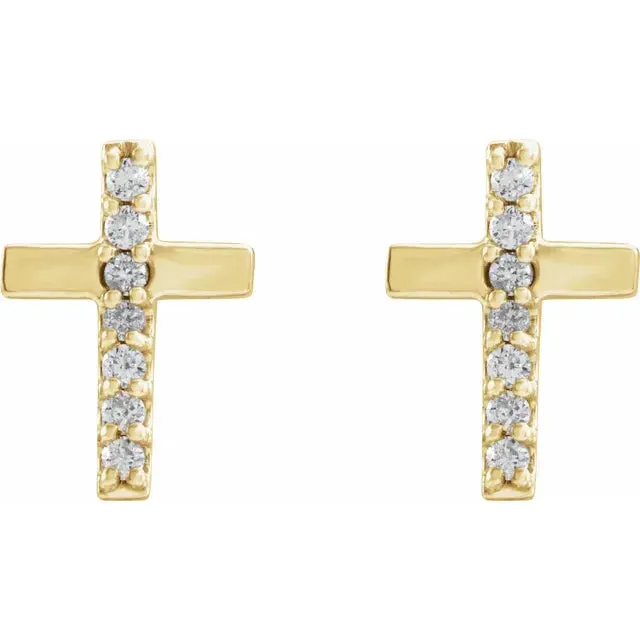 Storyteller by Vintage Magnality Earrings Natural Diamond or Rainbow MultiGemstone Cross Stud Earrings Solid 14K White Yellow Rose Gold