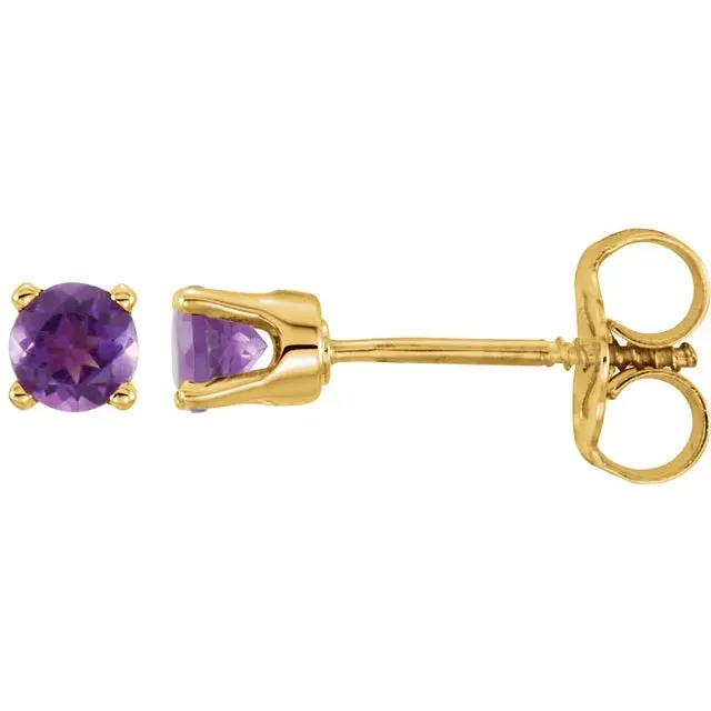 Storyteller by Vintage Magnality Earrings Yummy Youth Birthstone Stud 3 MM Round Earrings Solid 14K Yellow Gold