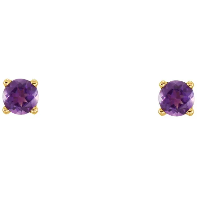 Storyteller by Vintage Magnality Earrings Yummy Youth Birthstone Stud 3 MM Round Earrings Solid 14K Yellow Gold