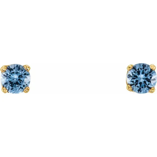 Storyteller by Vintage Magnality Earrings Yummy Youth Birthstone Stud 3 MM Round Earrings Solid 14K Yellow Gold