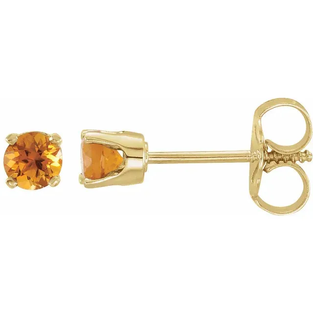 Storyteller by Vintage Magnality Earrings Yummy Youth Birthstone Stud 3 MM Round Earrings Solid 14K Yellow Gold