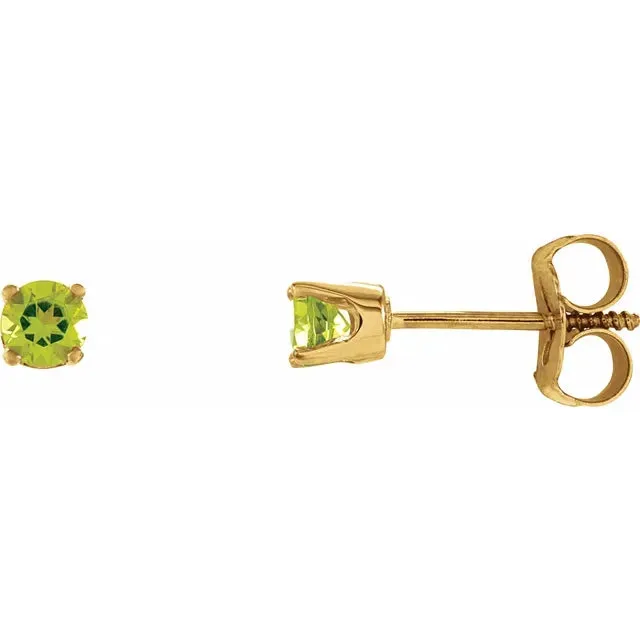 Storyteller by Vintage Magnality Earrings Yummy Youth Birthstone Stud 3 MM Round Earrings Solid 14K Yellow Gold