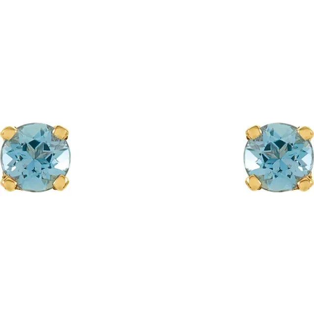 Storyteller by Vintage Magnality Earrings Yummy Youth Birthstone Stud 3 MM Round Earrings Solid 14K Yellow Gold