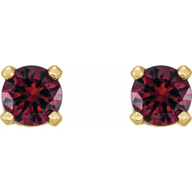 Storyteller by Vintage Magnality Earrings Yummy Youth Birthstone Stud 3 MM Round Earrings Solid 14K Yellow Gold