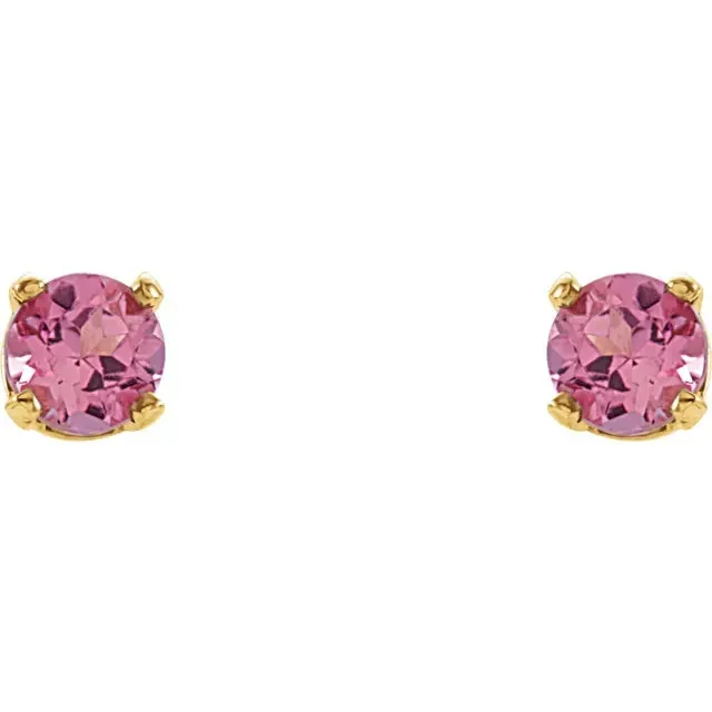Storyteller by Vintage Magnality Earrings Yummy Youth Birthstone Stud 3 MM Round Earrings Solid 14K Yellow Gold