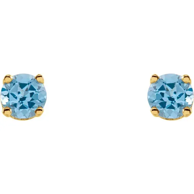 Storyteller by Vintage Magnality Earrings Yummy Youth Birthstone Stud 3 MM Round Earrings Solid 14K Yellow Gold