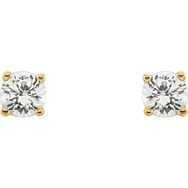 Storyteller by Vintage Magnality Earrings Yummy Youth Birthstone Stud 3 MM Round Earrings Solid 14K Yellow Gold