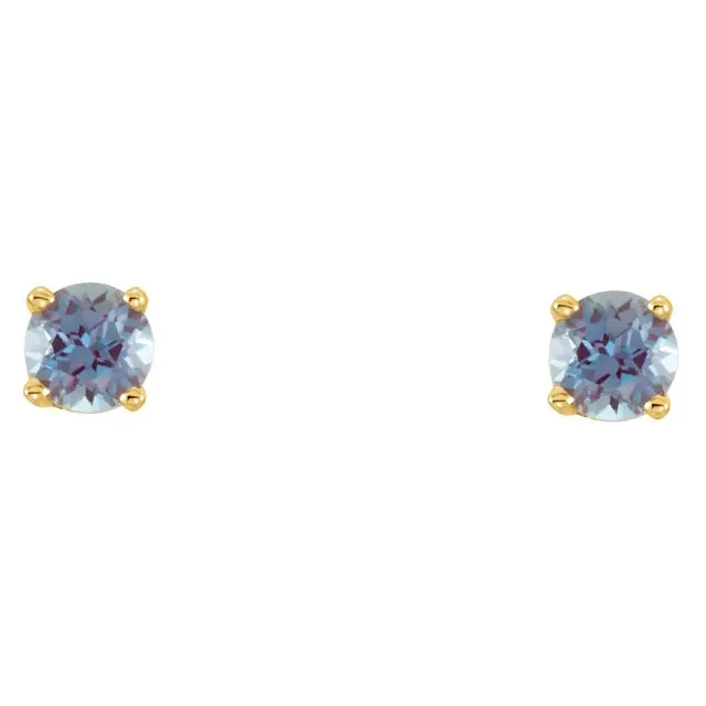 Storyteller by Vintage Magnality Earrings Yummy Youth Birthstone Stud 3 MM Round Earrings Solid 14K Yellow Gold