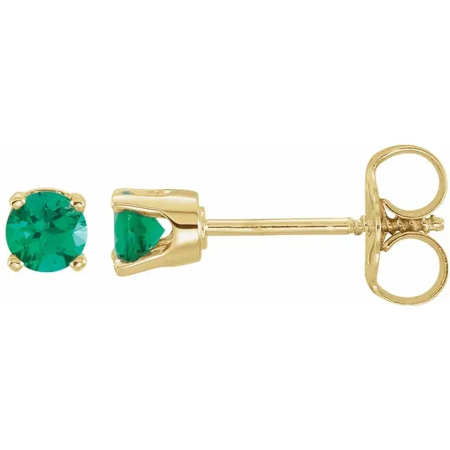 Storyteller by Vintage Magnality Earrings Yummy Youth Birthstone Stud 3 MM Round Earrings Solid 14K Yellow Gold