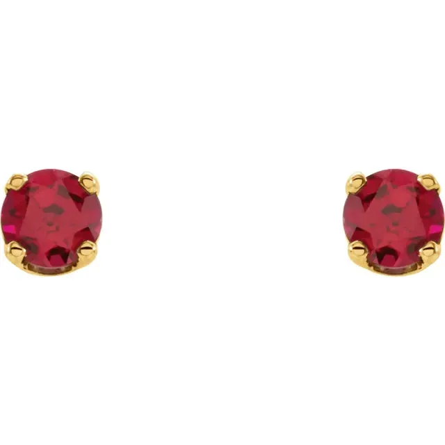 Storyteller by Vintage Magnality Earrings Yummy Youth Birthstone Stud 3 MM Round Earrings Solid 14K Yellow Gold