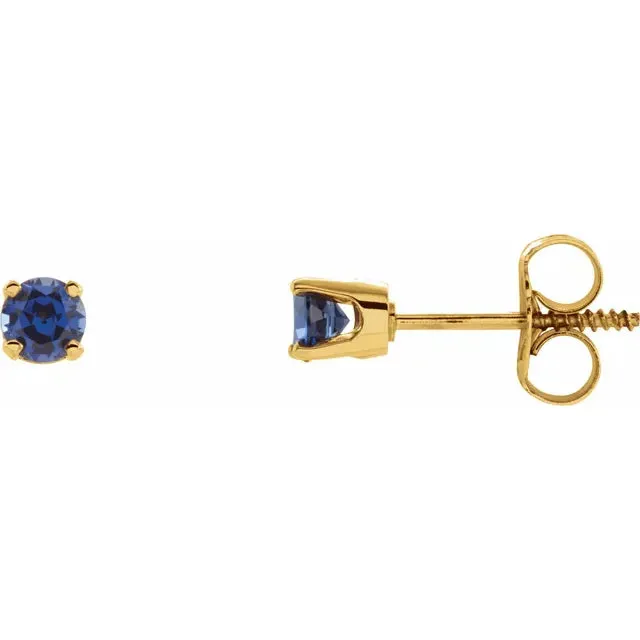 Storyteller by Vintage Magnality Earrings Yummy Youth Birthstone Stud 3 MM Round Earrings Solid 14K Yellow Gold