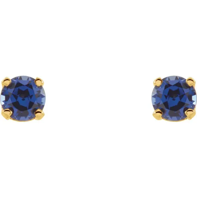 Storyteller by Vintage Magnality Earrings Yummy Youth Birthstone Stud 3 MM Round Earrings Solid 14K Yellow Gold