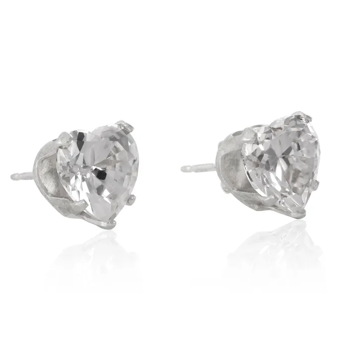 Teeda Earrings EZ2200 Heart CZ Stud Earrings 6mm