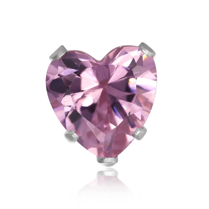 Teeda Earrings EZ2200 Heart CZ Stud Earrings 6mm