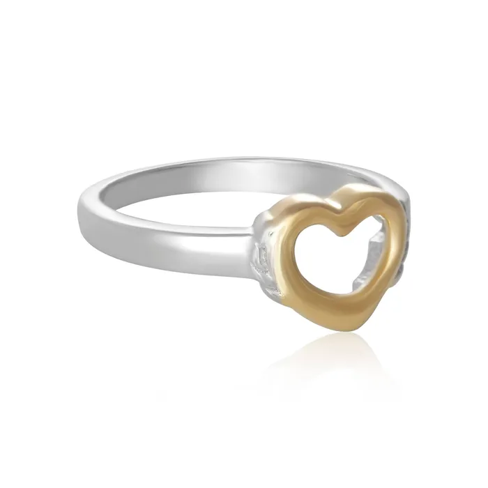 Teeda Rings R5004 Silver and Gold Open Heart Ring