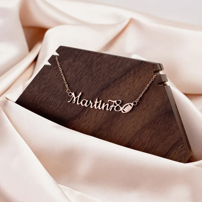 teelaunch Necklaces Sports Necklace Football Custom Name Necklace