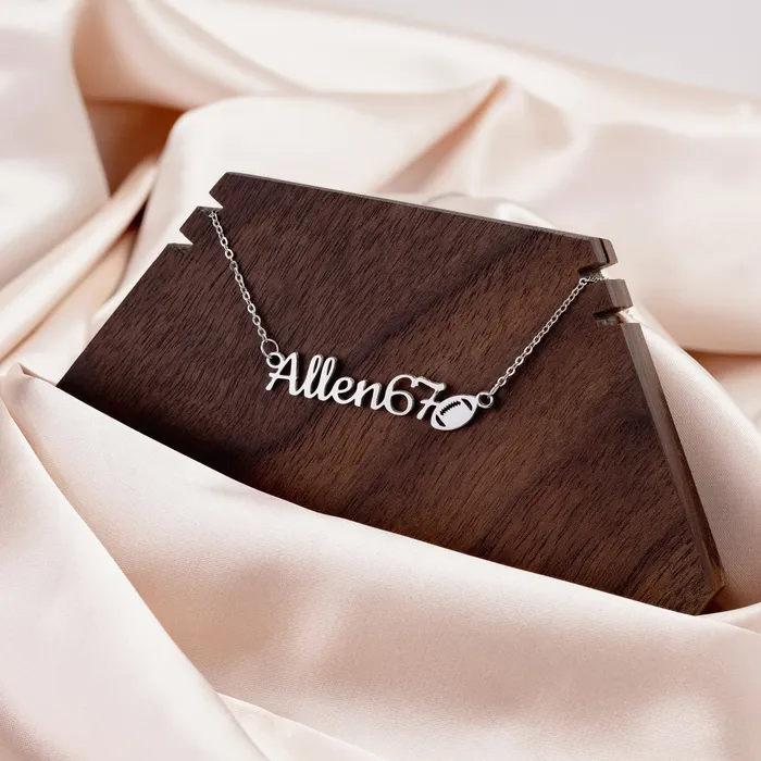 teelaunch Necklaces Sports Necklace Football Custom Name Necklace