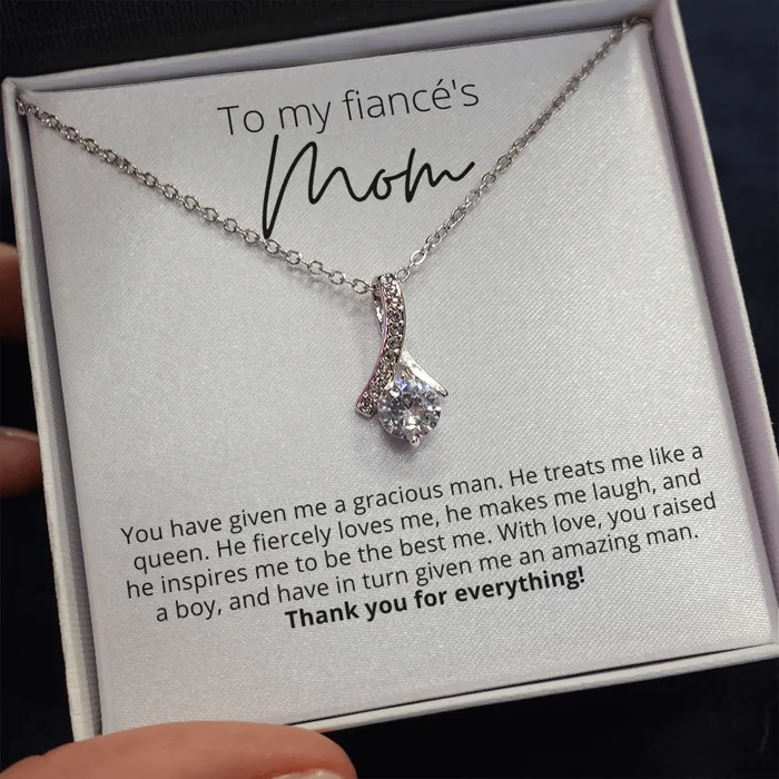 Thank You for Everything To My Fiancs Mom Alluring Beauty Pendant Necklace For Your Future Mother In Law Gift for Grooms Mom ShineOn Fulfillment Necklaces