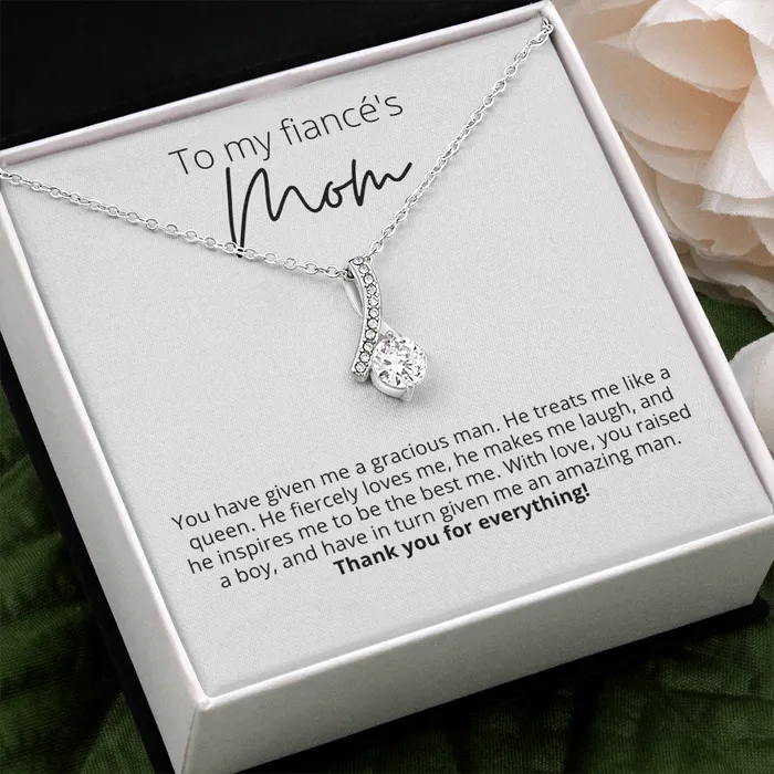 Thank You for Everything To My Fiancs Mom Alluring Beauty Pendant Necklace For Your Future Mother In Law Gift for Grooms Mom ShineOn Fulfillment Necklaces