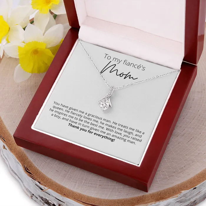 Thank You for Everything To My Fiancs Mom Alluring Beauty Pendant Necklace For Your Future Mother In Law Gift for Grooms Mom ShineOn Fulfillment Necklaces