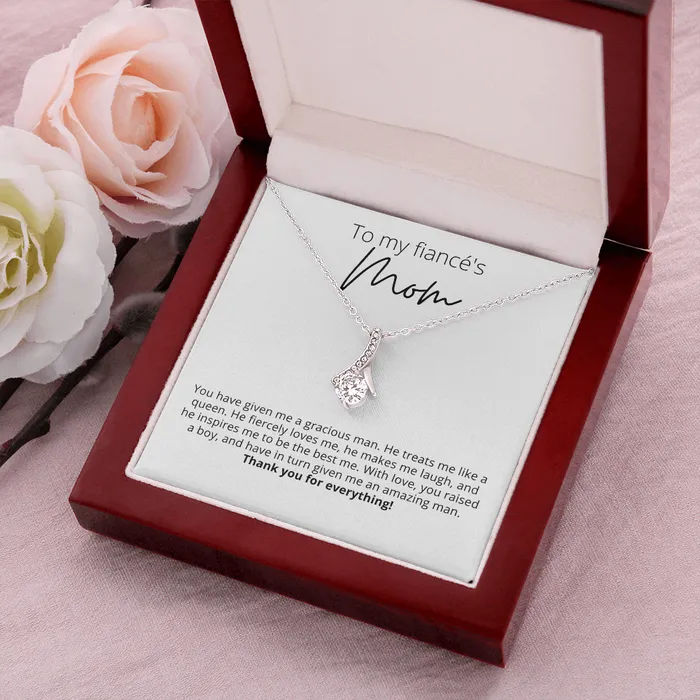 Thank You for Everything To My Fiancs Mom Alluring Beauty Pendant Necklace For Your Future Mother In Law Gift for Grooms Mom ShineOn Fulfillment Necklaces