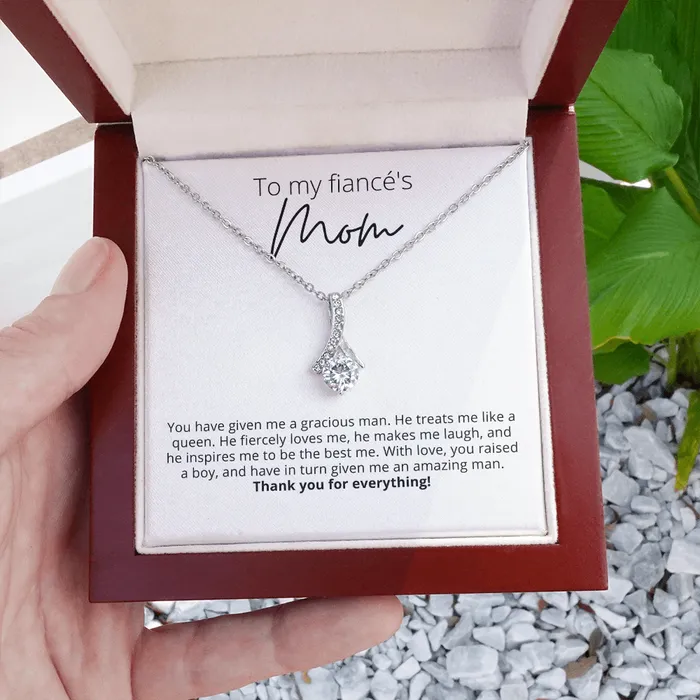 Thank You for Everything To My Fiancs Mom Alluring Beauty Pendant Necklace For Your Future Mother In Law Gift for Grooms Mom ShineOn Fulfillment Necklaces