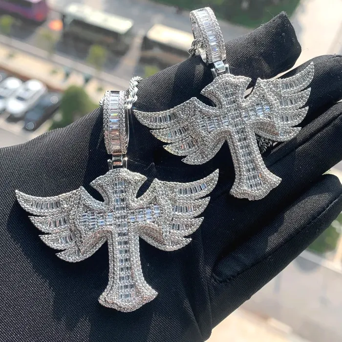 The Icetruck Winged Baguette Cross Pendant 925 Silver Necklaces The Icetruck Winged Baguette Cross Pendant 925 Silver Necklaces