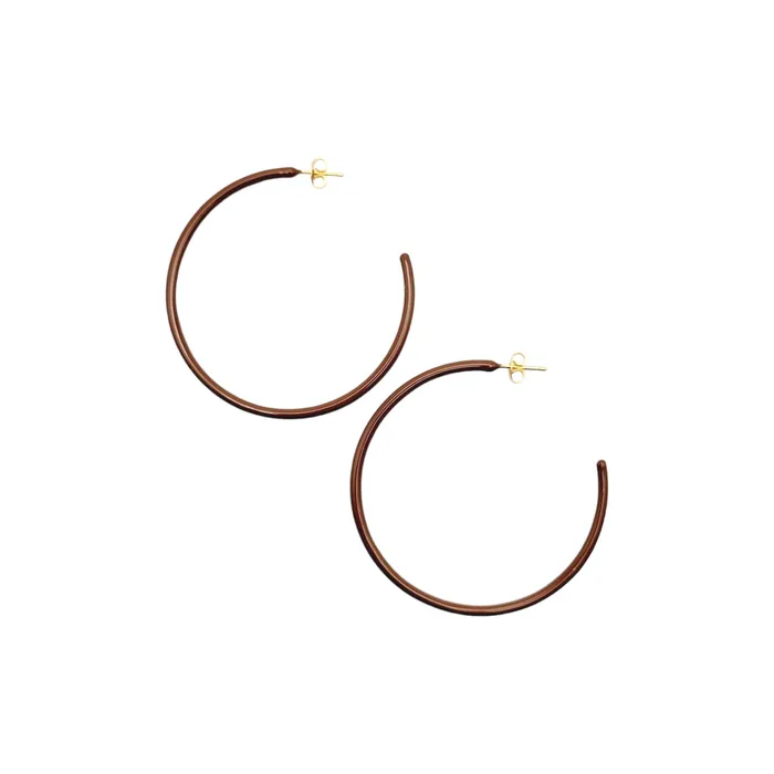 THIN HOOP Brown Love Ko Jewelry Earrings