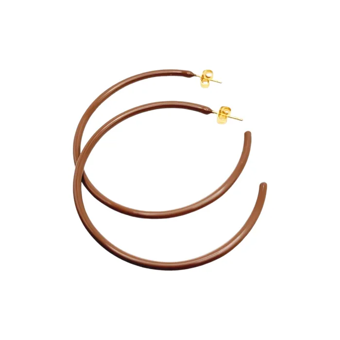 THIN HOOP Brown Love Ko Jewelry Earrings