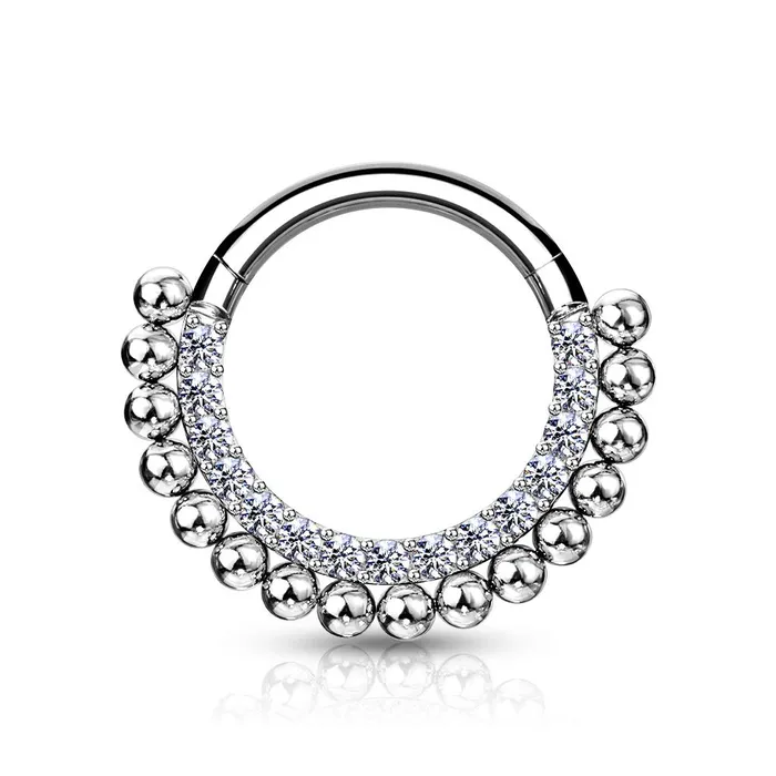 Titanium Segment Ring with Paved CZ and Balls Glitters Rings
