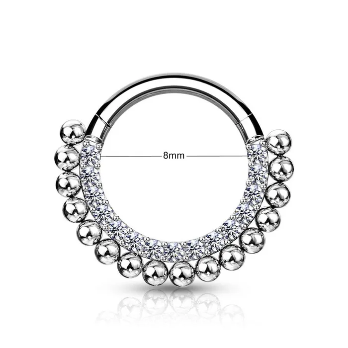 Titanium Segment Ring with Paved CZ and Balls Glitters Rings
