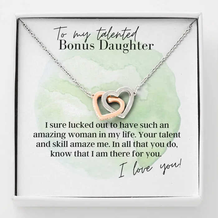 To My Talented Bonus Daughter Interlocking Hearts Pendant Necklace ShineOn Fulfillment Necklaces To My Talented Bonus Daughter Interlocking Hearts Pendant Necklace ShineOn Fulfillment Necklaces