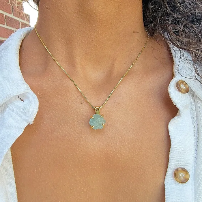 Tri Raw Aquamarine Necklace Uniquelan Jewelry Necklaces