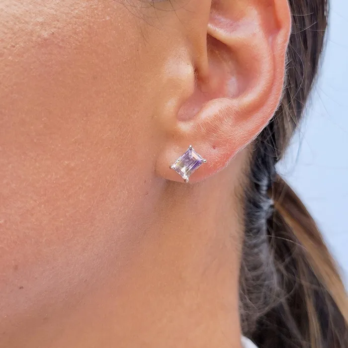 Uniquelan Jewelry Earrings Ametrine Heart Stud Earrings