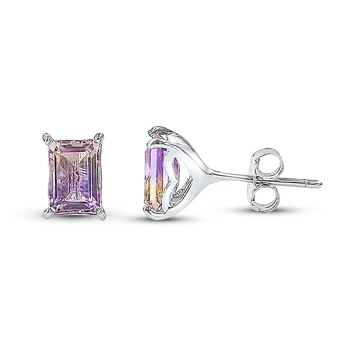 Uniquelan Jewelry Earrings Ametrine Heart Stud Earrings Uniquelan Jewelry Earrings Ametrine Heart Stud Earrings