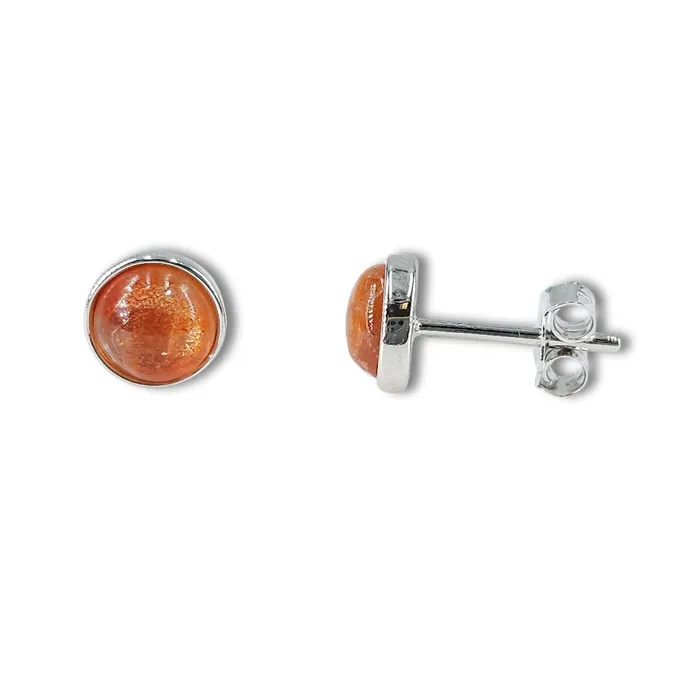 Uniquelan Jewelry Earrings Real Sunstone Bezel Stud Earrings Uniquelan Jewelry Earrings Real Sunstone Bezel Stud Earrings